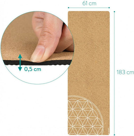 Navaris Flower of Life Exercise Mat Brown (183x61x0.5cm)
