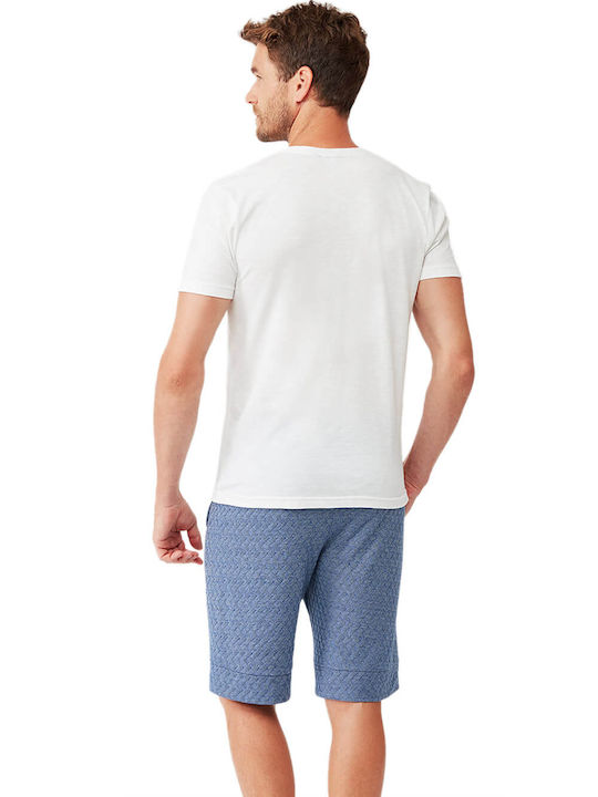 Nautica Men's Summer Cotton Pajamas Set White