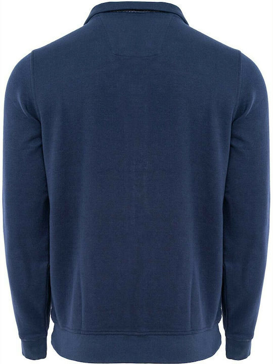 Fynch Hatton Men's Knitted Cardigan with Zipper Navy Blue