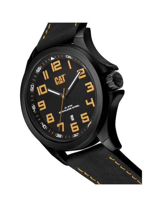 CAT Watch Battery with Black Leather Strap