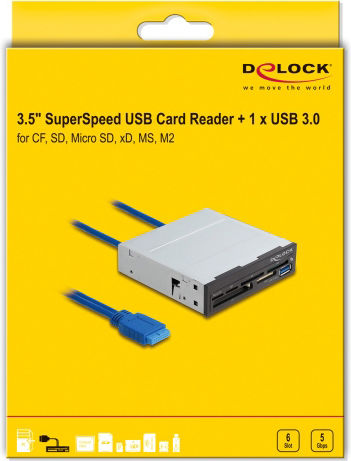 DeLock Εσωτερικό Card Reader USB 3.0 για SD/microSD/MemoryStick/xD Γκρι