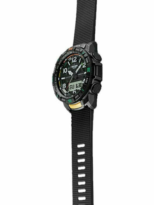 Casio Pro Trek Ανδρικό Ρολόι 50.8mm Μπαταρίας με Μπλε Καουτσούκ Λουράκι