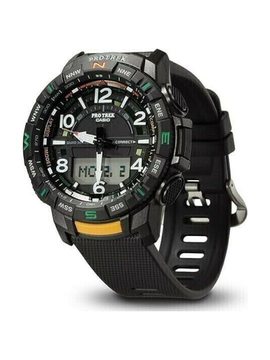 Casio Pro Trek Ανδρικό Ρολόι 50.8mm Μπαταρίας με Μπλε Καουτσούκ Λουράκι
