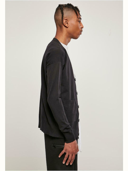 Herren Strickjacke mit Knöpfen Schwarz