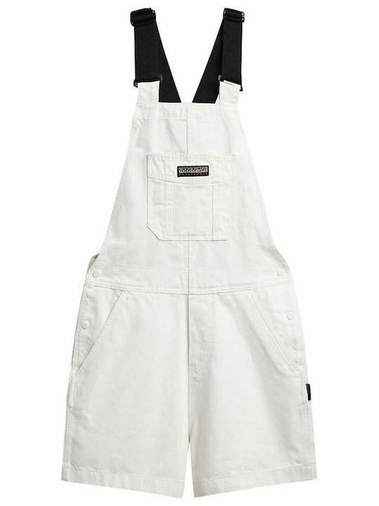 Ndru Damen Jumpsuit Denim Weiß