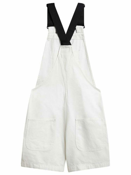 Ndru Damen Jumpsuit Denim Weiß