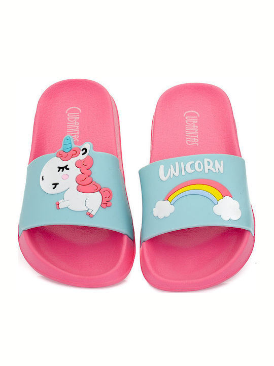 Kids' Slides Light Blue Unicorn