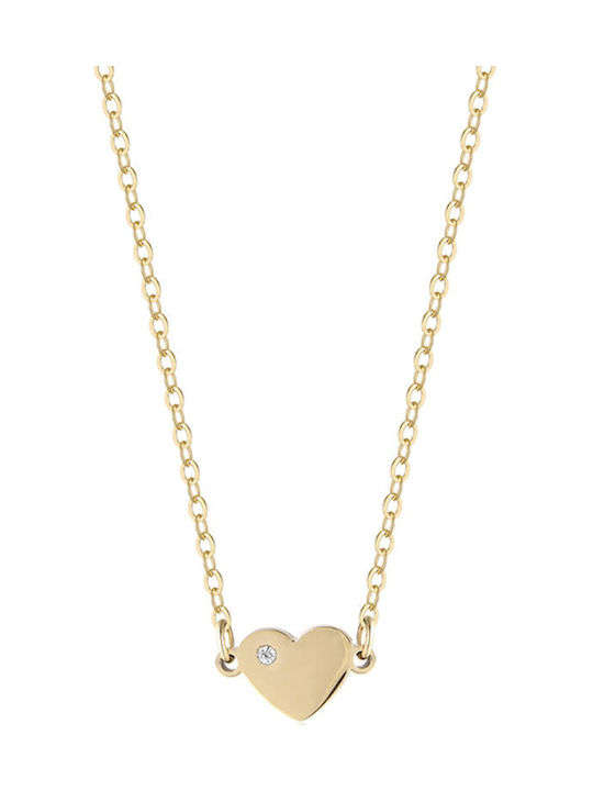 Luca Barra Gold Plated Steel Chain Kids Necklaces Heart JC106