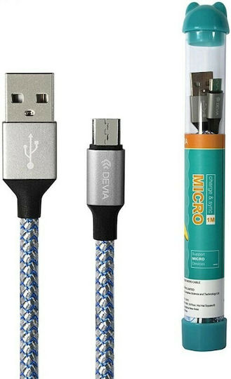 Devia Braided USB 2.0 spre micro USB Cablu Albastru 1m (BRA006353) 1buc