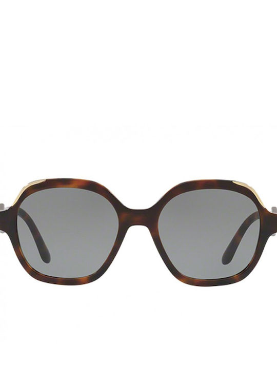 Prada Women's Sunglasses with Brown Tartaruga Acetate Frame and Gray Lenses SPR 06US TH8-9K1