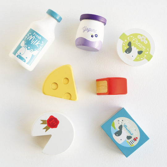 Le Toy Van Basket with Eggs & Dairy Products Made of Wood for Ages 3+ 5pcs