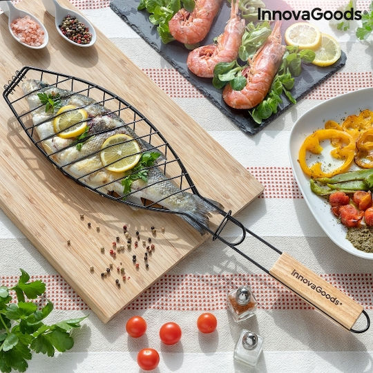 InnovaGoods Fisket Διπλή Μεταλλική Σχάρα Ψησίματος Αντικολλητική για Ψάρια 56x12.5εκ.