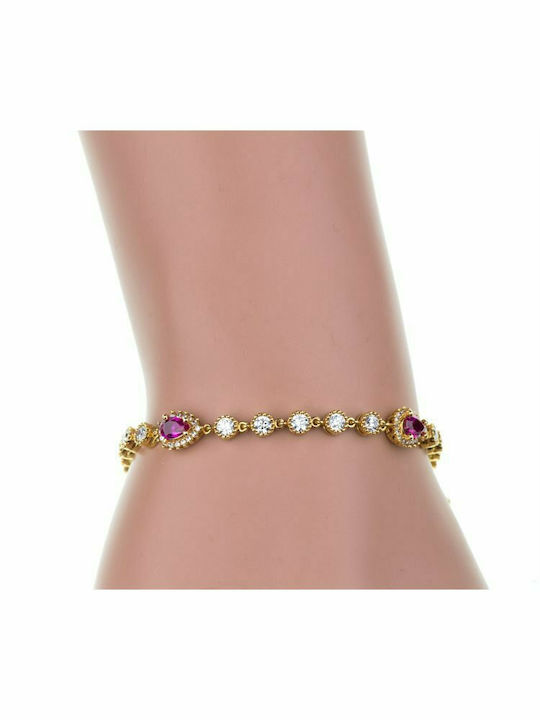 Gold plated silver rosette bracelet 925 with cubic zirconia stones