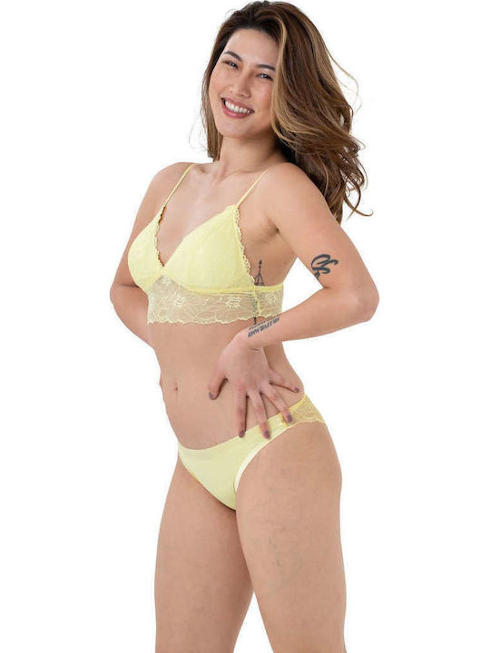 Leah Дамско Слип 3Pack с дантела Lilac/White/Yellow