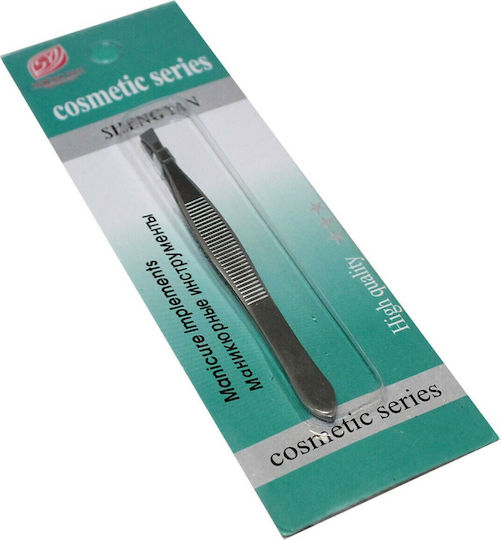 Philip Jones Eyebrow Tweezer with Straight Nose Silver 8.5cm