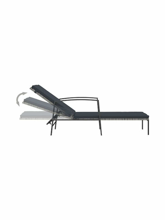 Liegestuhl Rattan mit Kissen Grey mit Tisch 2Stück 195x60x95cm.