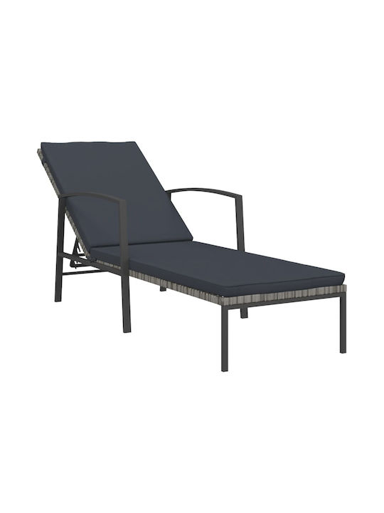 Liegestuhl Rattan mit Kissen Grey mit Tisch 2Stück 195x60x95cm.