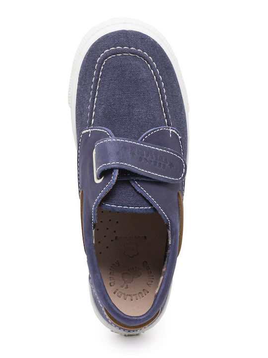Boys Anatomic Leather Moccasins with Velcro Blue