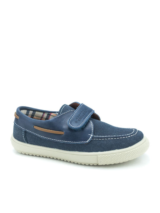 Boys Anatomic Leather Moccasins with Velcro Blue