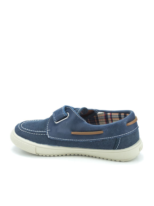 Boys Anatomic Leather Moccasins with Velcro Blue