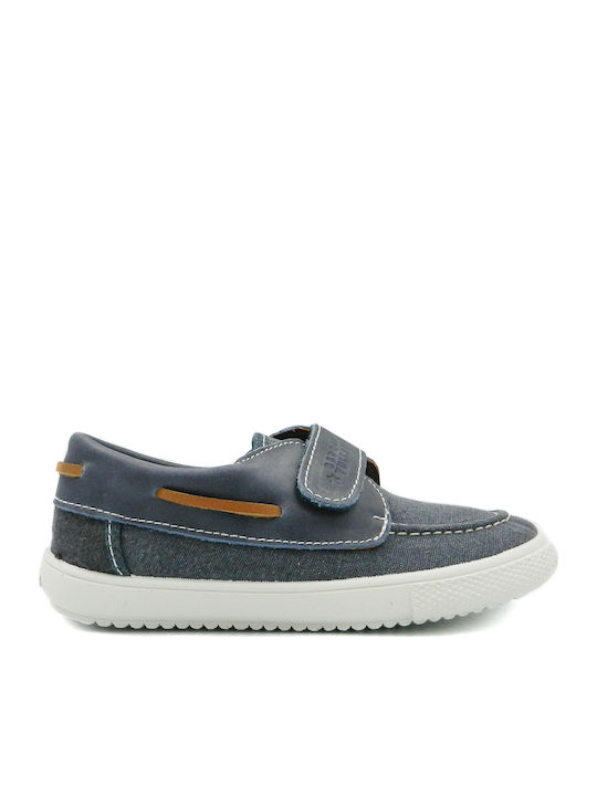 Boys Anatomic Leather Moccasins with Velcro Blue