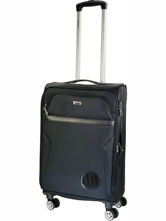 Diplomat Cabin Travel Suitcase Fabric Black with 4 Wheels Height 55cm ZC998