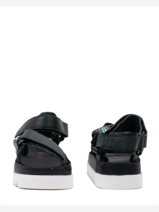 Maven Кожени Дамски Сандали Flatforms Черни