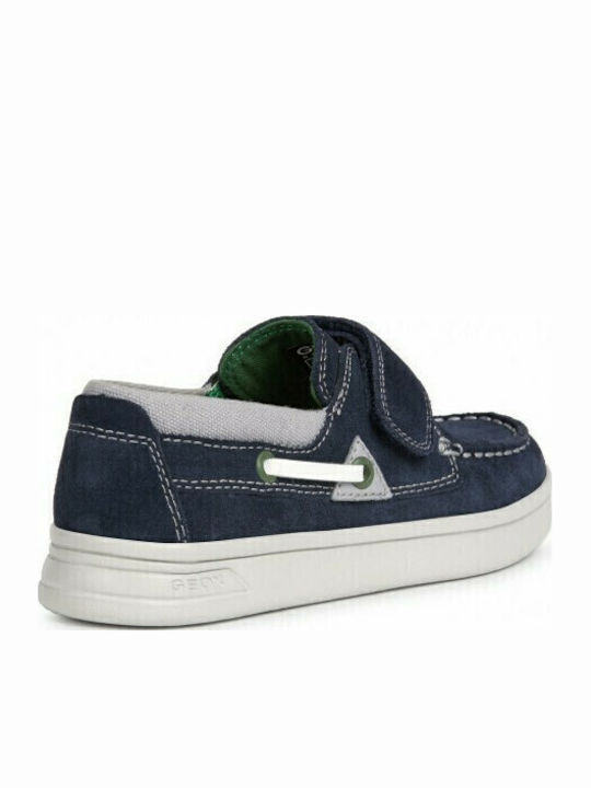 Boys Suede Moccasins with Velcro Djrock Navy Blue J025VA02210-C4248