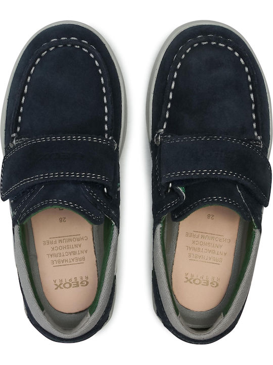 Boys Suede Moccasins with Velcro Djrock Navy Blue J025VA02210-C4248