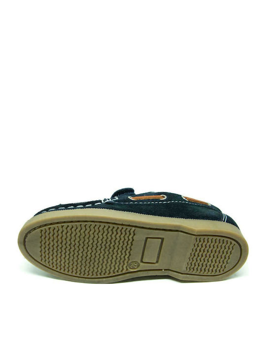 Boys Suede Moccasins with Velcro Navy Blue