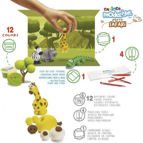 Carioca Modelight Maxi Play Box Safari Παιδικός Πηλός Σετ Πολύχρωμος