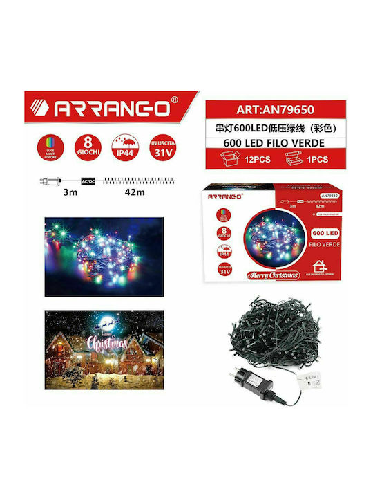 600 LED Christmas Lights 42m RGB String