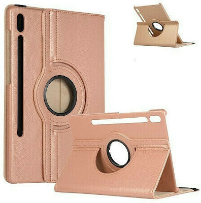 Rotating Flip Cover Δερματίνης Ροζ Χρυσό (Galaxy Tab S7)