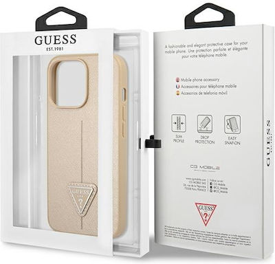 Guess Saffiano Triangle Logo Back Cover Πλαστικό Μπεζ (iPhone 13 Pro)