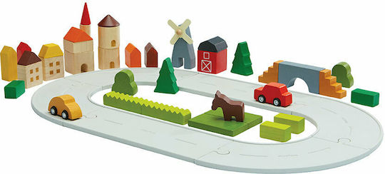 Plan Toys Cuburi De Construit La Țară Din Lemn Pentru 3+ Ani 42 Bucăți
