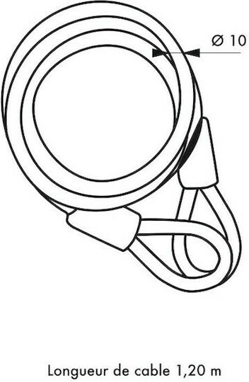 Thirard Motorrad-Diebstahlsicherungsrolle mit Länge 120cm Motorradkettenschloss mit Bolzendurchmesser 10mm Schwarz Farbe