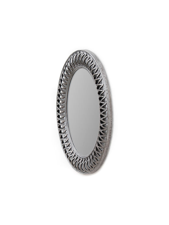 Homeplus Wall Mirror Oval with Silver Plastic Frame 76x61cm 1pcs