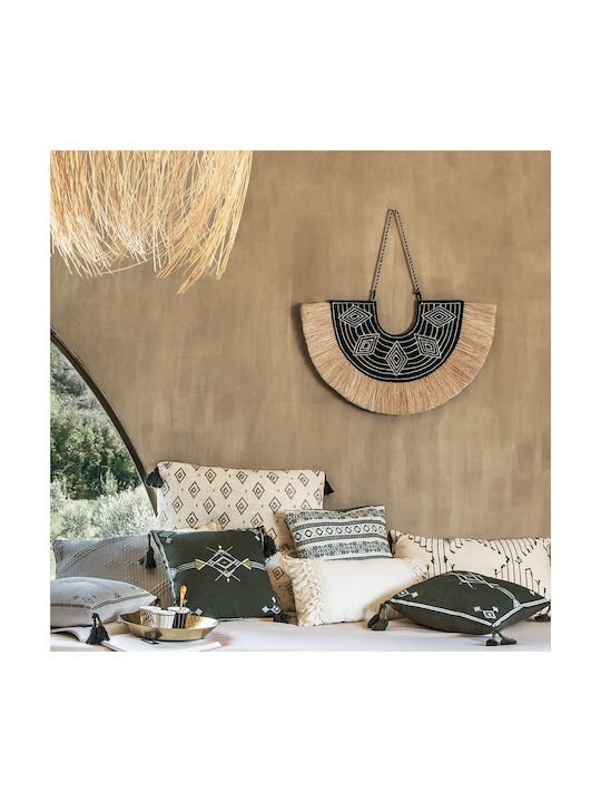 Atmosphera Hanging Wall Decor Raffia Black Made of Wicker Material 67x39cm