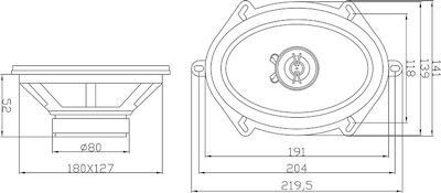 Blow Car Speaker WH-5703 5x7" with 180W RMS (3 Way)