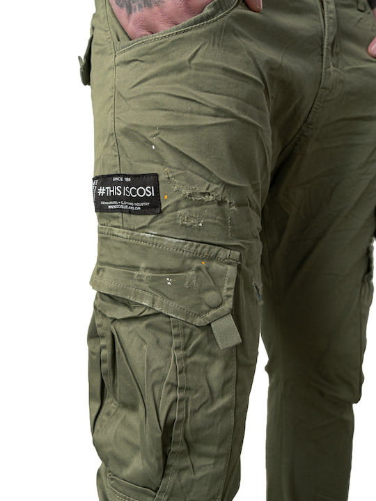 59 Casano Men's Cargo Pants Elastic in Slim Fit Khaki