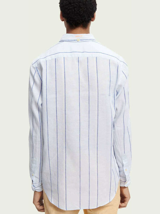 Scotch & Soda Λινό Πουκάμισο Γαλάζιο