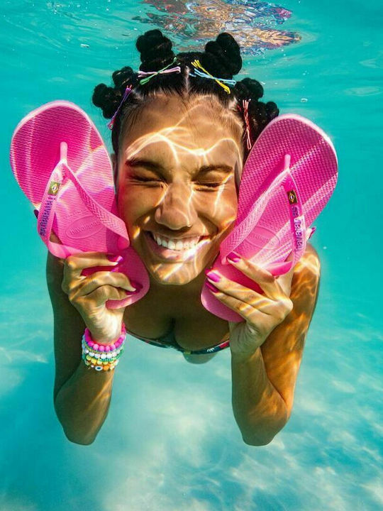 Kinder Flip Flops Rosa Brasil Logo