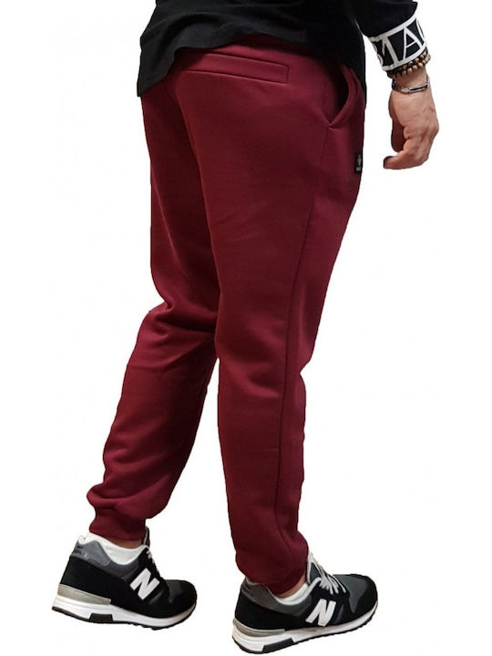 Magic Bee WB Men's Sweatpants with Rubber Burgundy