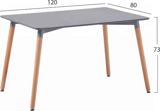 Τραπέζι Κουζίνας Minimal με 4 Καρέκλες 120x80εκ. Γκρι