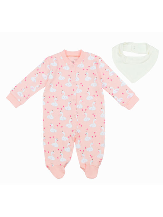 Εβίτα Baby Bodysuit Set Long-Sleeved with Accessories Pink