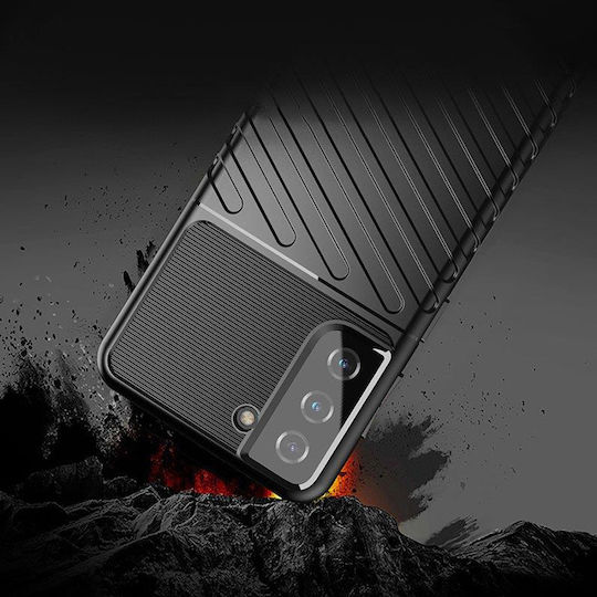 Powertech Umschlag Rückseite Silikon Schwarz (Galaxy S22 5G)