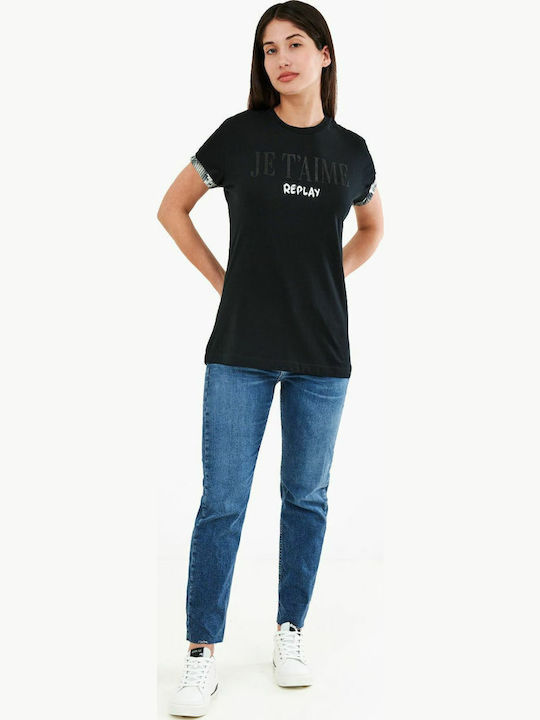 Je T'aime Damen T-Shirt Schwarz