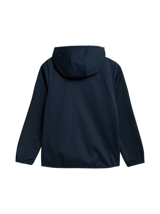 4F Kinderjacke Kurz mit Kapuze Blau Softshell