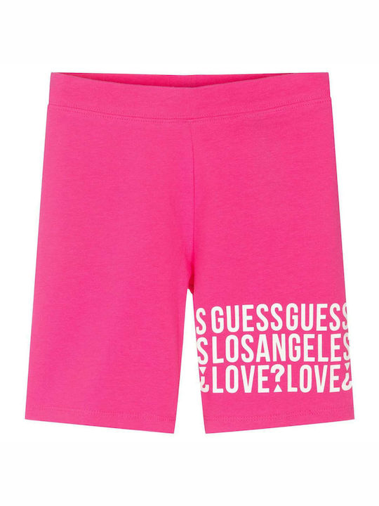 Guess Leggings pentru Copii Bicicletă Scurt Fuchsia