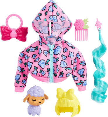 Barbie Pet & Fashion Pack Clothes for Dolls Extra Lamb Zipper Hoodie & Hair Accessories for 3++ Years